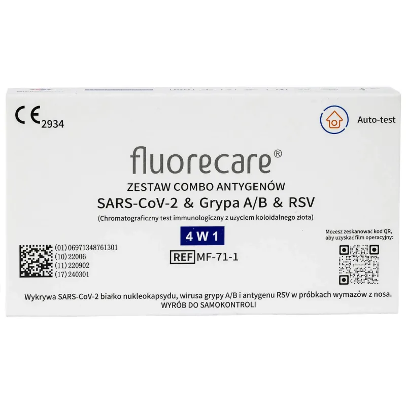 Fluorecare, kit de testare combinată pentru SARS-CoV-2, antigeni de gripă A/B, RSV, Combo 4in1, 1 bucată — preț și oferte