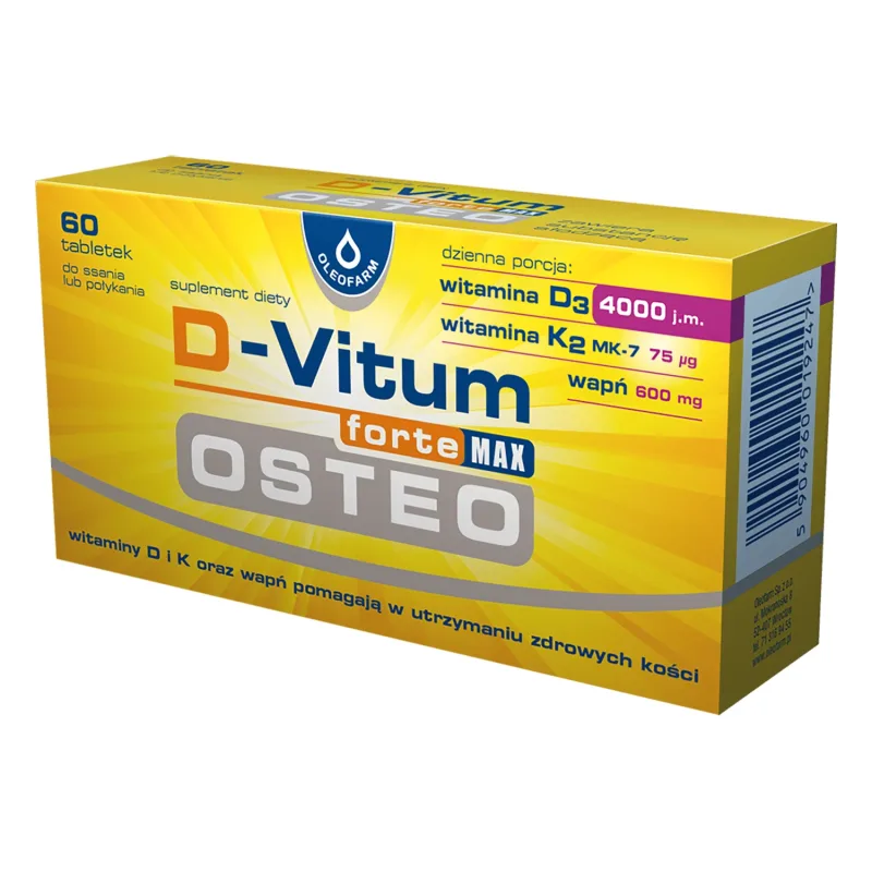 D-Vitum Forte Max Osteo, 60 de comprimate pentru a fi supt sau înghițit Oleofarm — preț și oferte