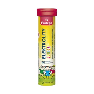 Protego Elektrolity Junior, aromă de zmeură și căpșuni, 20 comprimate efervescente