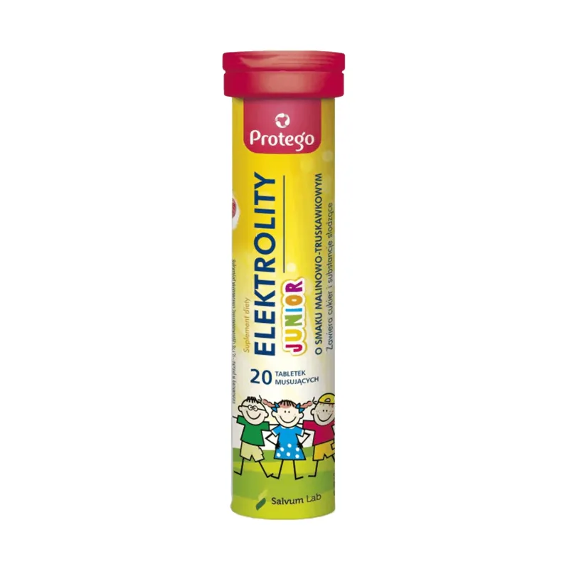 Protego Elektrolity Junior, aromă de zmeură și căpșuni, 20 comprimate efervescente — preț și oferte