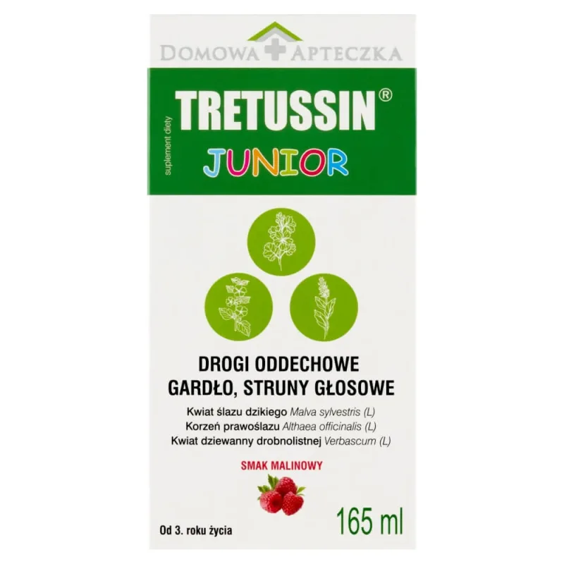 Tretussin Junior, de la 3 ani, aromă de zmeură, 165 ml — preț și oferte