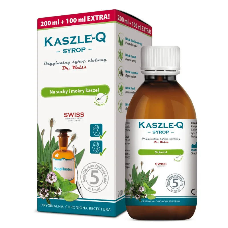 Cough-Q, sirop din plante pentru tuse uscată și umedă, 300 ml Kaszle-Q — preț și oferte