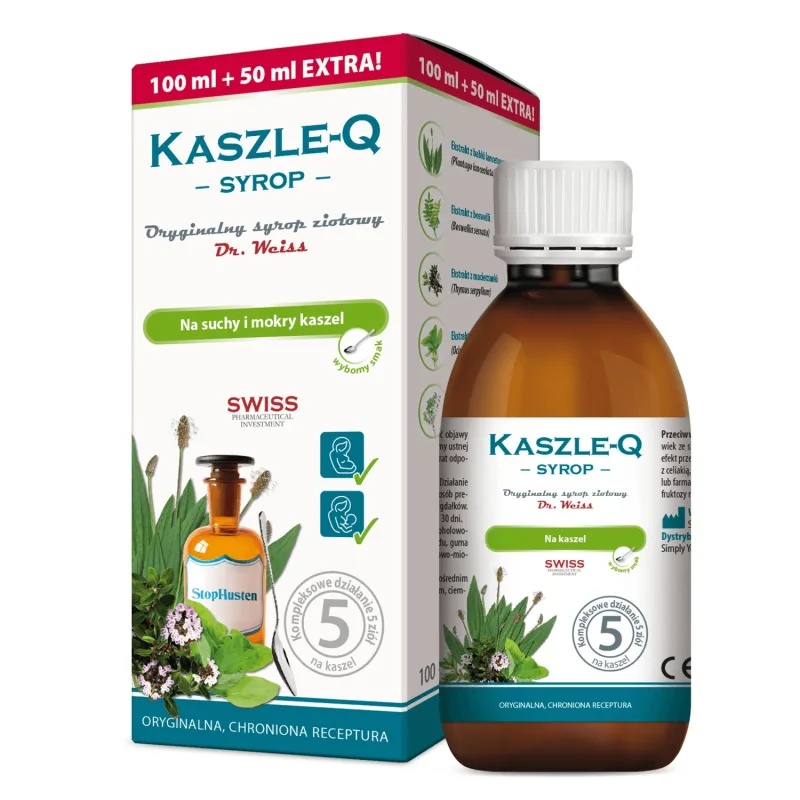 Cough-Q, sirop din plante pentru tuse uscată și umedă, 150 ml Kaszle-Q — preț și oferte