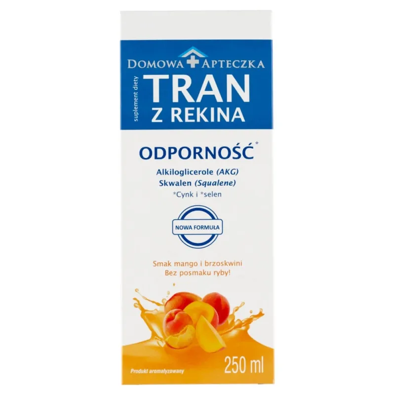 Ulei de rechin, pentru copii cu vârsta peste 3 ani și adulți, cu aromă de mango și piersici, 250 ml — preț și oferte