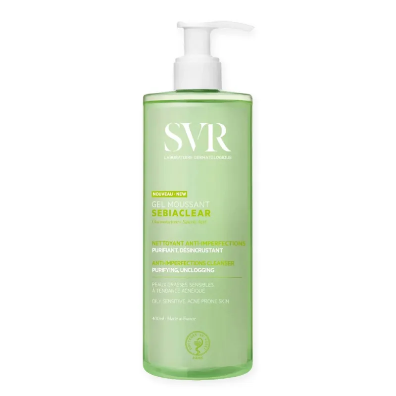 SVR Sebiaclear Gel Moussant, Gel spumă de spălare, curățarea porilor, 400 ml SVR LABORATORIES — preț și oferte