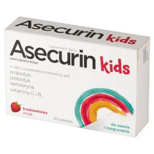 Asecurin Kids, aromă de căpșuni, 20 comprimate pentru supt și mestecat