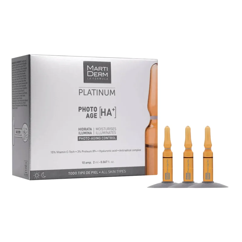 MartiDerm Platinum Photo Age [HA+], ser hidratant și iluminator, 2 ml x 10 fiole AMBALAJ DISTRUS — preț și oferte