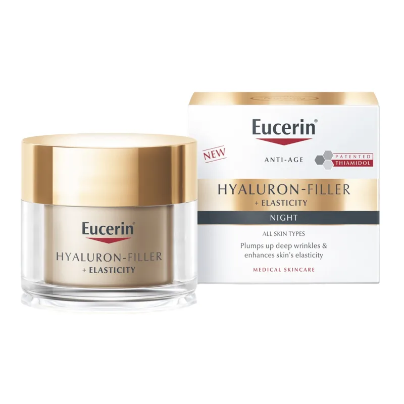 Eucerin Hyaluron Filler + Elasticity, cremă de noapte antirid cu tiamidol, 50 ml — preț și oferte