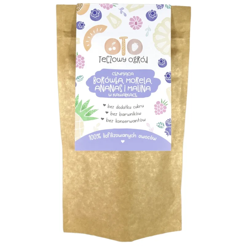 OtoLandia OTO Rainbow Garden Crunchy afine, caise, ananas, zmeură liofilizate, în bucăți, 20 g — preț și oferte