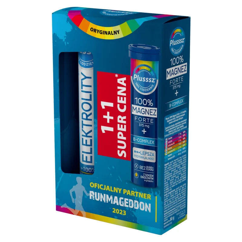 Plusssz Elektrolity + 100% Multivitamine, 24 comprimate efervescente + 100% Magnesium Forte + B-Complex, 20 comprimate efervescente — preț și oferte
