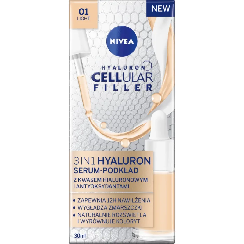 Nivea Hyaluron Cellular Filler 3in1, ser-primer, culoare deschisă, 30 ml — preț și oferte