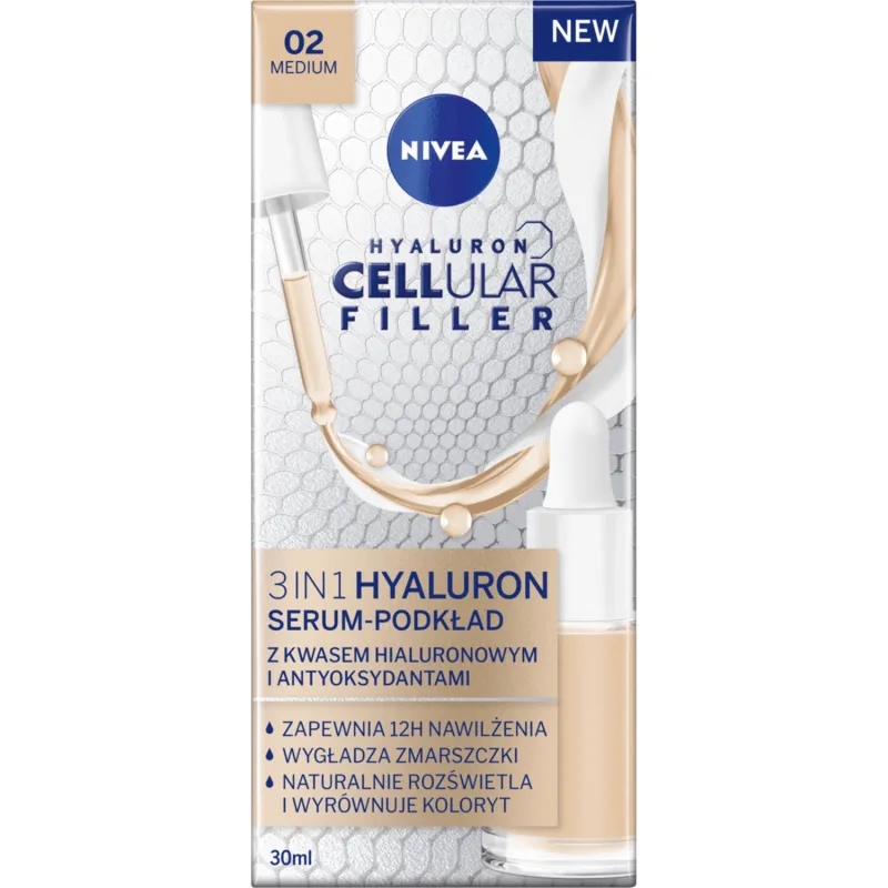 Nivea Hyaluron Cellular Filler 3in1, ser-primer, culoare naturală, 30 ml — preț și oferte