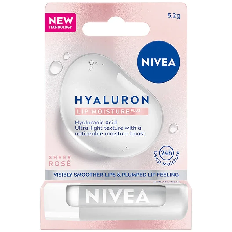 Nivea Hyaluron, Balsam de buze, Sheer Rose, 5.2 g — preț și oferte