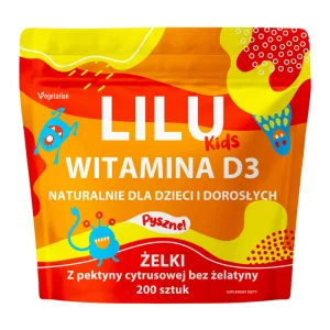 Lilu Kids Vitamina D3, jeleuri naturale pentru copii și adulți, aromă de portocale, 200 bucăți