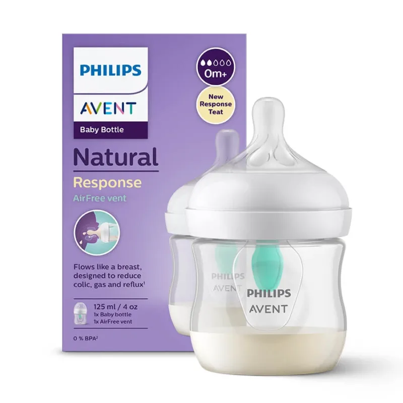 Avent Natural Response, biberon cu tetină reactivă, cu supapă AirFree, debit 2, SCY670/01, de la naștere, 125 ml PHILIPS AVENT — preț și oferte