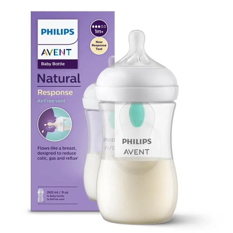 Avent Natural Response, biberon cu tetină reactivă, cu supapă AirFree, debit 3, SCY673/01, după 1 lună, 260 ml PHILIPS AVENT — preț și oferte