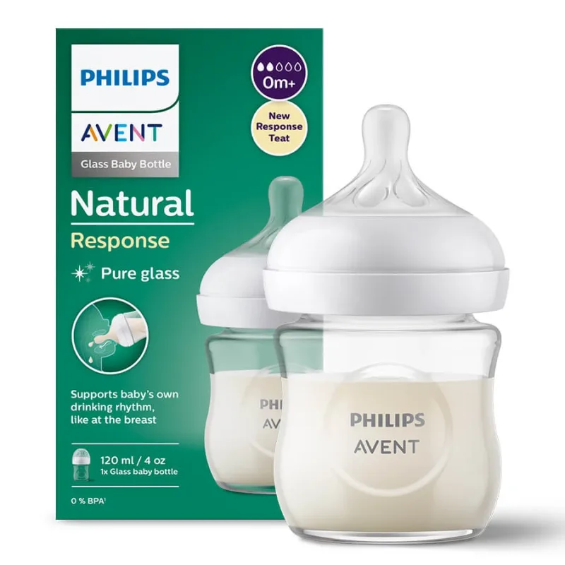 Avent Natural Response, biberon de sticlă cu tetină reactivă, debit 2, SCY930/01, de la naștere, 120ml PHILIPS AVENT — preț și oferte