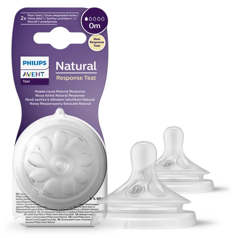Avent Natural Response, tetină reactivă pentru biberon, debit 1, SCY961/02, de la naștere, 2 unități PHILIPS AVENT — preț și oferte
