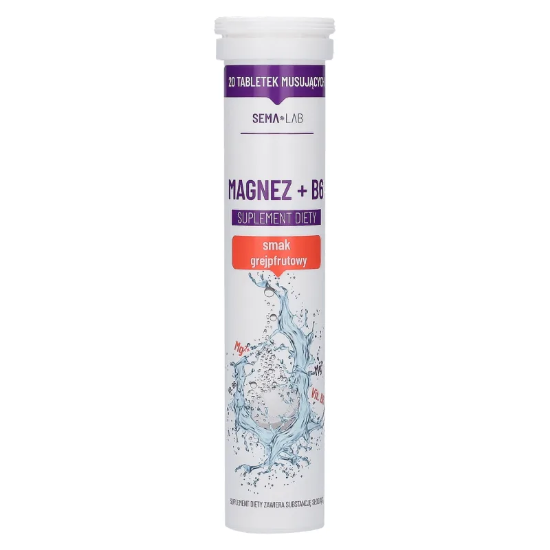 SEMA Lab Magneziu + B6, aromă de grapefruit, 20 comprimate efervescente — preț și oferte