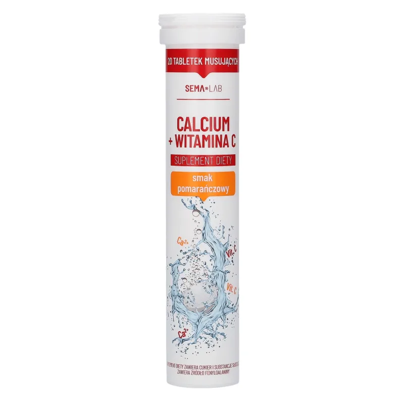 SEMA Lab Calciu + Vitamina C, aromă de portocale, 20 comprimate efervescente — preț și oferte