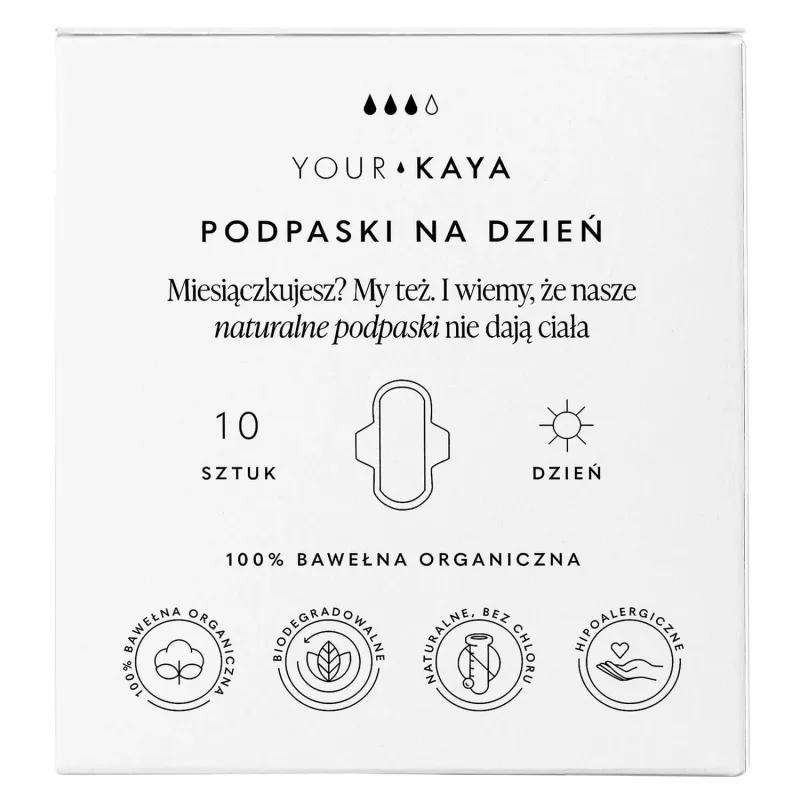 KAYA ta, șervețele sanitare din bumbac organic, cu aripi, de zi, 10 bucăți — preț și oferte