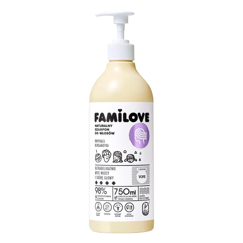 Yope Familove, șampon pentru toate tipurile de păr, bergamotă înflorită, 750 ml — preț și oferte