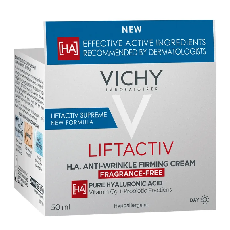 Vichy Liftactiv Supreme H.A.. Corector de riduri, cremă de întărire antirid, fără parfum, piele uscată, 50 ml — preț și oferte
