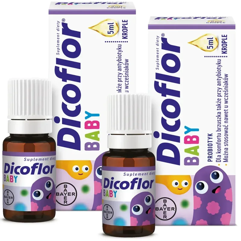 Set Dicoflor Baby pentru bebeluși și copii, picături, 2 x 5 ml, Bayer — preț și oferte