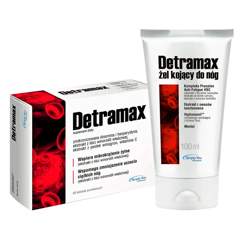 Detramax, 60 comprimate + în plus Detramax, gel calmant pentru picioare, 100 ml — preț și oferte