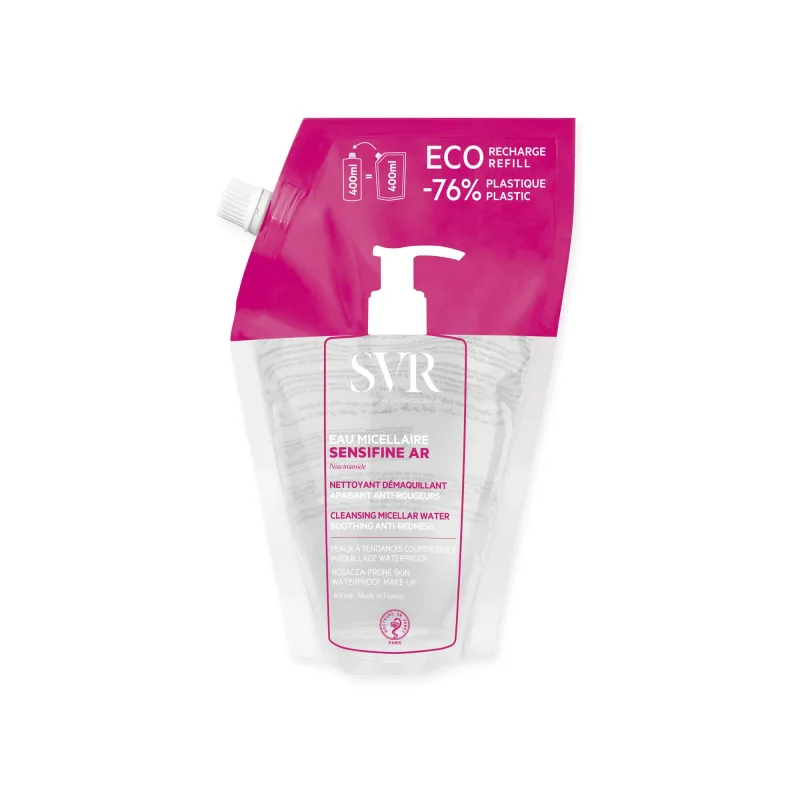 SVR Sensifine AR Eau Micellaire, apă micelară calmantă pentru ten vascular, predispus la roșeață, rezervă, 400 ml — preț și oferte