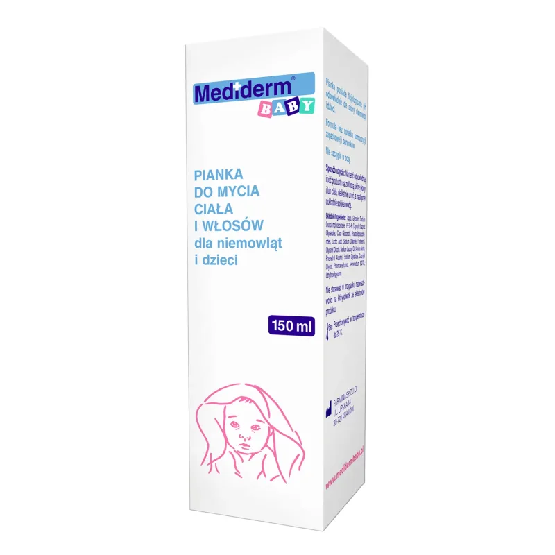 Mediderm Baby, spumă de curățare pentru corp și păr pentru bebeluși și copii, 150 ml — preț și oferte