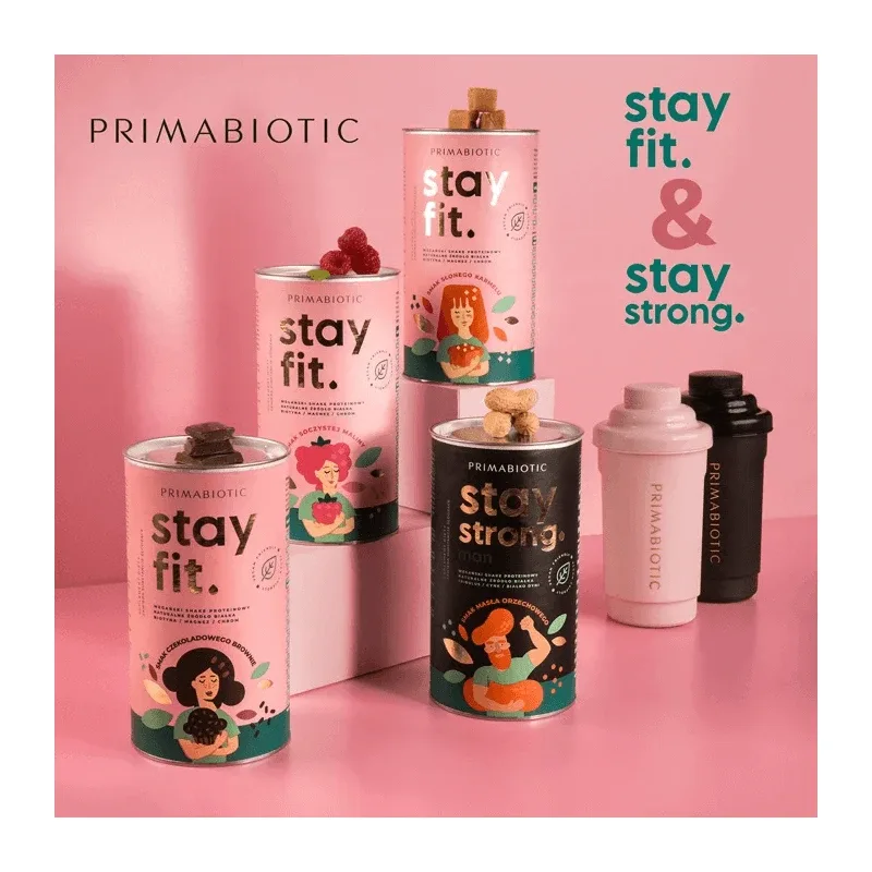 Primabiotic Stay Fit, shake proteic vegan, aromă de ciocolată brownie, 500 g — preț și oferte