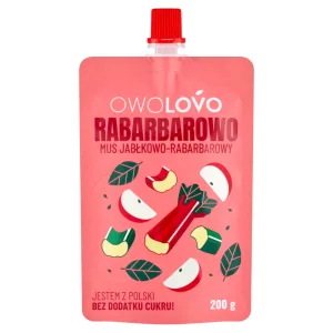 Mousse de rubarbă și mere Owolovo într-un tub, 200 g