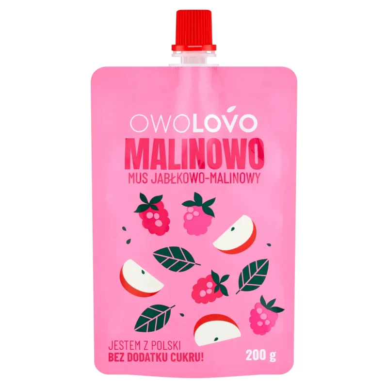 Owolovo mousse de zmeură și mere într-un tub, 200 g — preț și oferte