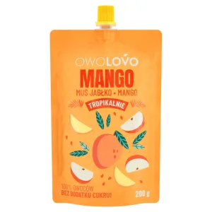 Owolovo Tropically Mango Apple-Mango Mousse într-un tub, 200 g