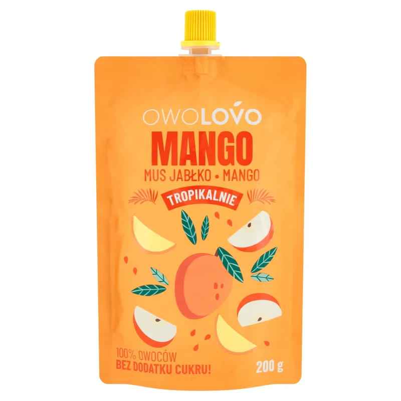 Owolovo Tropically Mango Apple-Mango Mousse într-un tub, 200 g — preț și oferte