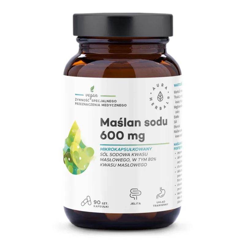 Aura Herbals Butirat de sodiu microîncapsulat 600 mg, 90 capsule — preț și oferte