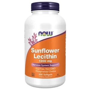 Now Foods Lecitină de floarea-soarelui, lecitină din semințe de floarea-soarelui 1200 mg, 200 capsule moi