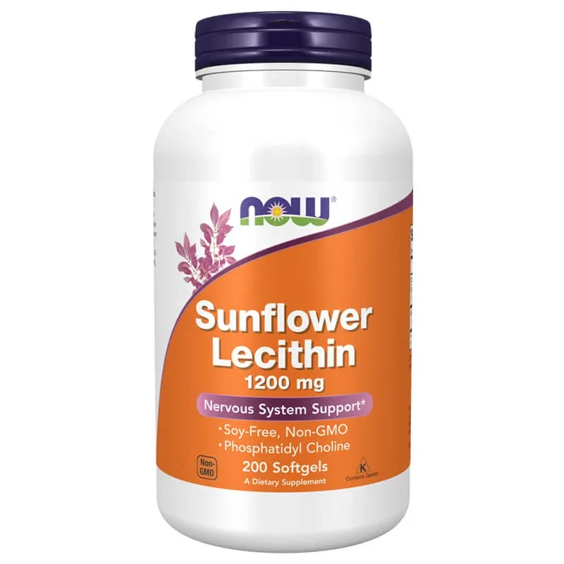 Now Foods Lecitină de floarea-soarelui, lecitină din semințe de floarea-soarelui 1200 mg, 200 capsule moi — preț și oferte