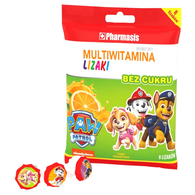 Pharmasis Multivitamin Psi Patrol, acadea fără zahăr, aromă de portocale, 8 bucăți — preț și oferte