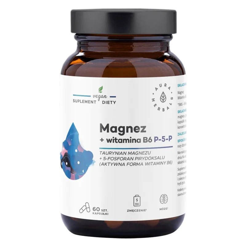 Aura Herbals Magneziu + Vitamina B6 (P-5-P), 60 capsule — preț și oferte