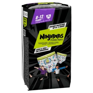 Scutece-pijama pentru băieți Pampers Ninjamas, 8 - 12 ani, 27 - 43 kg, 9 bucăți, Pampers