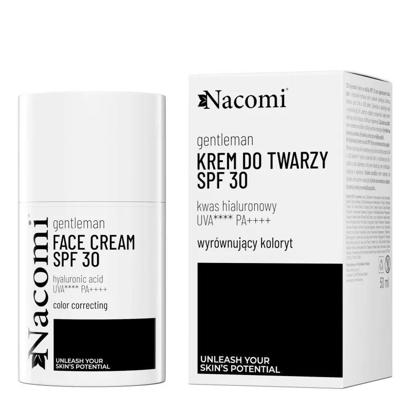 Nacomi Gentelman, cremă de față pentru uniformizarea tenului cu acid hialuronic, SPF 30, 50 ml — preț și oferte