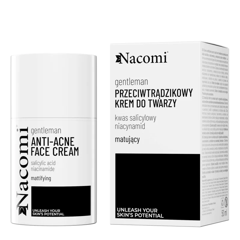 Nacomi Gentelman, cremă de față anti-acnee, matifiantă, cu acid salicilic și niacinamidă, 50 ml — preț și oferte