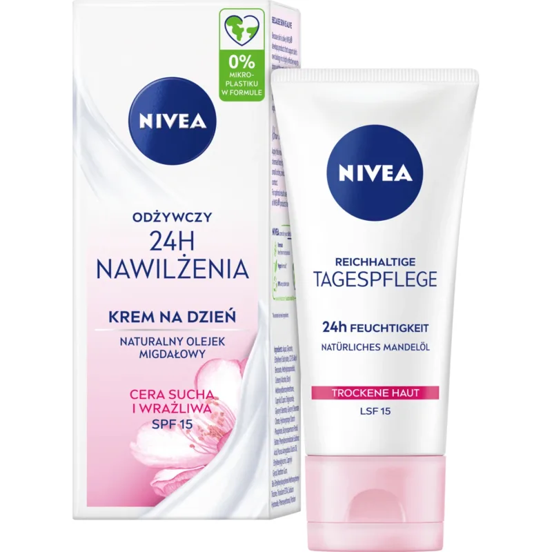 Nivea 24h Hydration, cremă de zi hrănitoare, piele uscată și sensibilă, 50 ml — preț și oferte