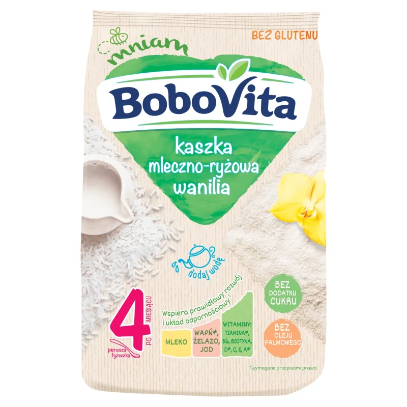 BoboVita Terci de orez cu lapte, vanilie, fără gluten, fără zahăr adăugat, după 4 luni, 230 g — preț și oferte