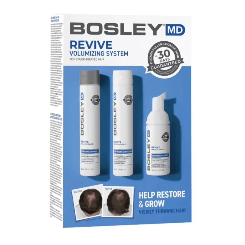 BosleyMD Revive kit pentru stimularea creșterii părului necolorat, șampon, 150ml + balsam, 150ml + spumă, 100ml — preț și oferte