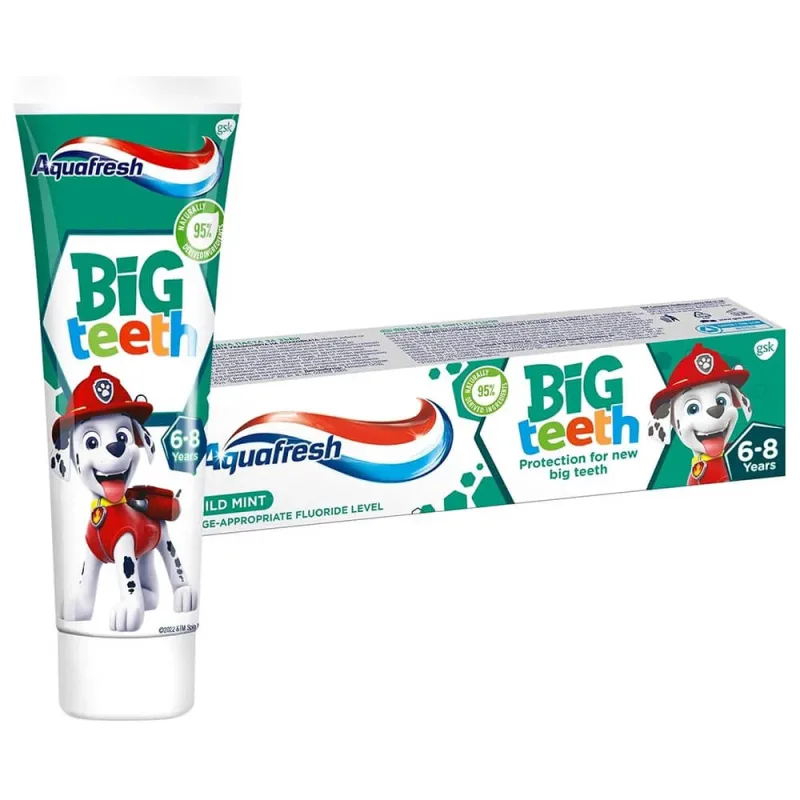 Aquafresh Big Teeth, pastă de dinți pentru copii, 6-8 ani, Psi Patrol, 50 ml — preț și oferte