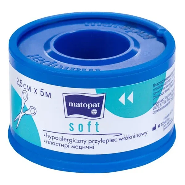 Matopat Soft, adeziv nețesut, hipoalergenic, 2,5 cm x 5 m, 1 buc — preț și oferte