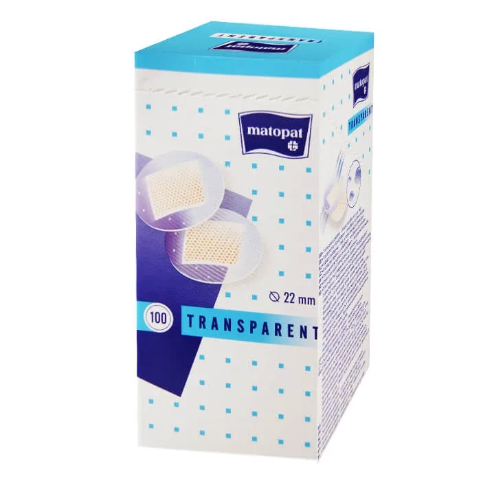 Matopat Transparent, plasturi pentru pansamente, discret, rotund, 22 mm, 100 bucăți — preț și oferte
